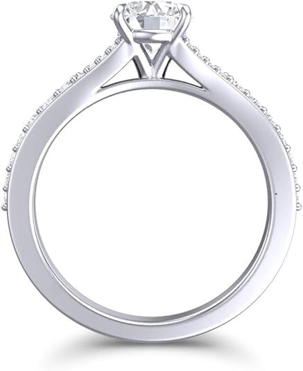 Timeless Round-Cut Gemstone Ring with Sparkling Accent Band