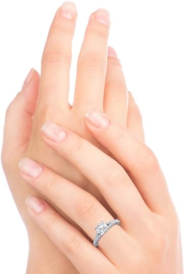 Timeless Round-Cut Gemstone Ring with Sparkling Accent Band