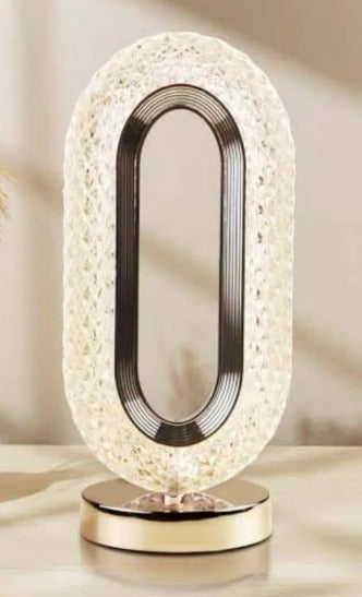 Rechargeable Luxury Oval Crystal Table Lamp – 3-Color Touch Control