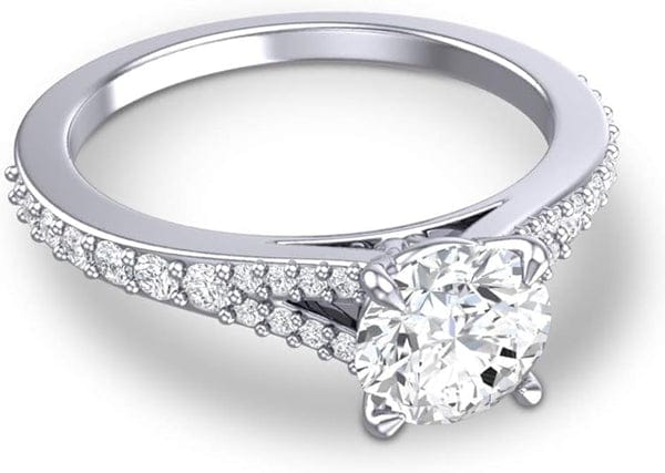 Timeless Round-Cut Gemstone Ring with Sparkling Accent Band